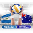 Nicaragua vs Australia national teams volleyball volley ball match competition concept.