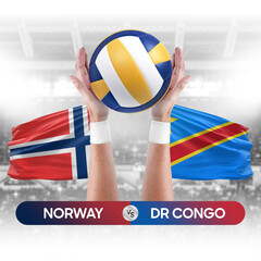 Norway vs Dr Congo national teams volleyball volley ball match competition concept.