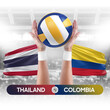 Thailand vs Colombia national teams volleyball volley ball match competition concept.