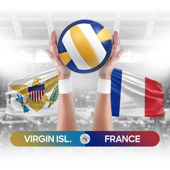 Wall Mural - Virgin Islands vs France national teams volleyball volley ball match competition concept.