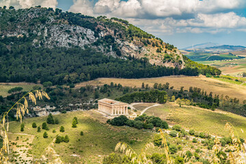 Wall Mural - Top view on the ancient temple of Segesta, Sicily, Italy