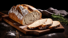 Traditional Sourdough Bread On A Black Background