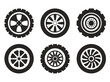 Wheel car auto service isolated on white background set. Vector graphic design element illustration