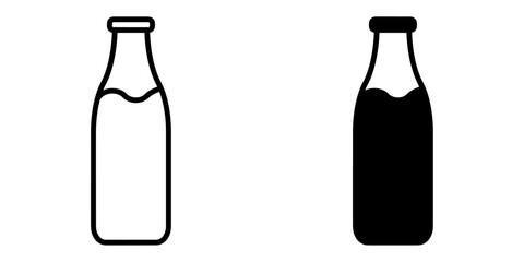 Poster - ofvs454 OutlineFilledVectorSign ofvs - milk vector icon . glass bottle . isolated transparent . black outline and filled version . AI 10 / EPS 10 / PNG . g11795