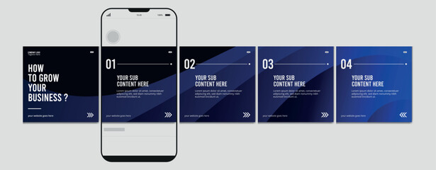 Wall Mural - set of instagram carousel post template, editable instagram carousel post, social media carousel pos