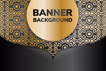 Poster - Luxury mandala banner background with golden arabesque pattern Arabic Islamic east style. Ramadan Style Decorative. ready to print. horizontal layout with copy space. gold and black gradient colors