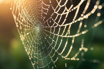 spider web with dew drops