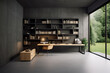 The style of decorating the office with luxury with dark concrete