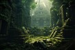 Mysterious Ancient Ruins in Dense Jungle. Generative AI