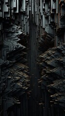 Wall Mural - 3D modern abstract black background consisting of many layers