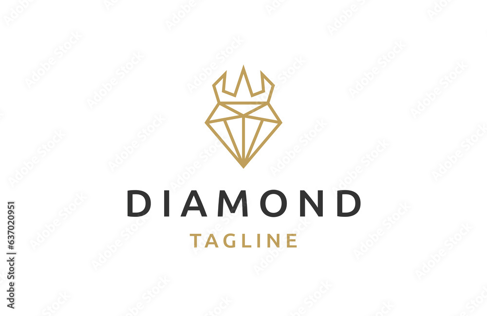 Diamond king with line art style logo design template flat vector Stock ...