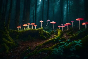 Asylum in the forest, cozy house in the forest with moss, look safely and nice, pagan slavic style, fantasy anime - AI Generative