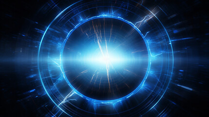 Sticker - blue plasma light rays circles background 