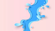 Water frame. Water splashing. Water splash with blank space. paper cut and craft style. vector, illustration.