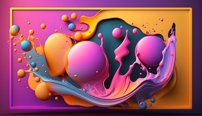 Wall Mural - Trendy colorful sphere abstract background design, creative paint ball liquid wallpaper color idea concept art neon