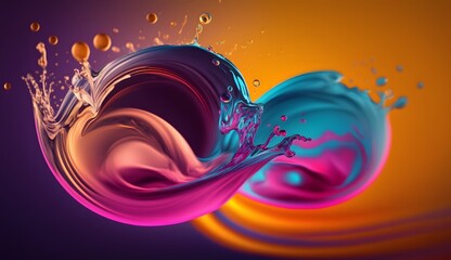 Wall Mural - Trendy colorful vortex twist splash paint, abstract spiral background design creative liquid wallpaper idea concept