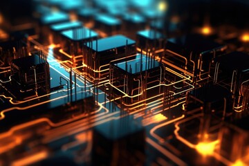 Poster - Fantastic CPU of the future background. Generative AI