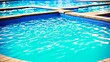 © DEER FLUFFY - Blue water surface with shinning sun light reflections, swimming pool water establishment closeup. Creative resource, AI Generated