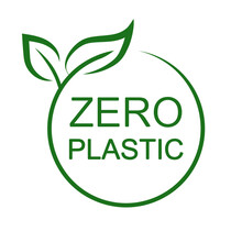 Net zero plastic icon, zero plastic badge green product label, free plastic 100 percent concept – stock vector