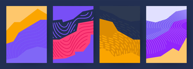 Trendy abstract covers set. Colorful 
geometric background. Applicable for 
covers, brochures, posters, and banners. Vector illustration