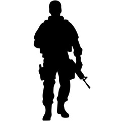 Wall Mural - A troop of soldier silhouette vector, a simply designed military man in black and white