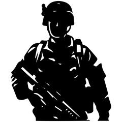 Wall Mural - A troop of soldier silhouette vector, a simply designed military man in black and white