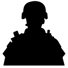 Wall Mural - A troop of soldier silhouette vector, a simply designed military man in black and white