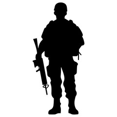 Wall Mural - A troop of soldier silhouette vector, a simply designed military man in black and white