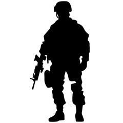 Wall Mural - A troop of soldier silhouette vector, a simply designed military man in black and white