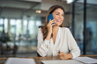 © insta_photos - Happy smiling mature mid aged business woman, cheerful 40 years old professional lady executive manager or entrepreneur talking on phone making business call on cellphone at work in office.