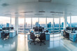 © VisualProduction - Panorama view inside office in skyscraper. Beautiful modern office in skyscraper.