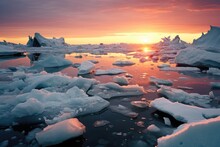 Ice And Icebergs Melting Because Of The Global Warming