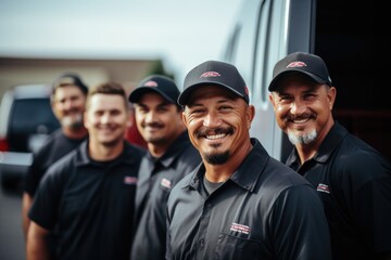 Diverse group of young people working for a moving company in the US