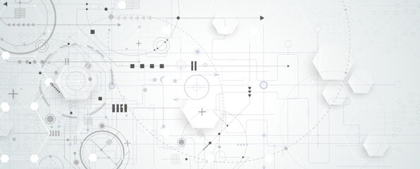 Aufkleber - Technology banner design with hexagons abstract background.