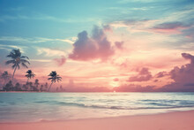 Pink Sunset Over Ocean