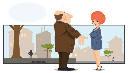 Wall Mural - Citizens  are talking on street of city. Illustration for internet and mobile website.