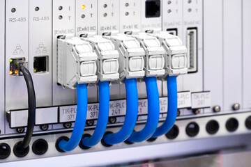 Poster - Network Cables Connected to Switch, network  technology concept