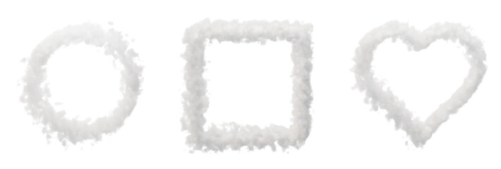 Fototapete - Set of cloud frames design in 3d rendering isolated on transparent background. Circle, square and heart geometric shapes for template and mockup concept.