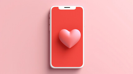smartphone mockup banner with hearts background. Generative AI.