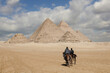 Giza Pyramids on a rare cloudy day - Cairo, Egypt	