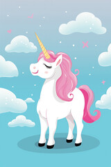 Wall Mural - Beautiful unicorn illustration (AI Generated) 