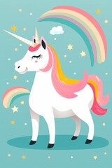 Wall Mural - Beautiful unicorn illustration (AI Generated) 