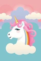 Wall Mural - Beautiful unicorn illustration (AI Generated) 