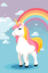 Wall Mural - Beautiful unicorn illustration (AI Generated) 