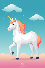 Wall Mural - Beautiful unicorn illustration (AI Generated) 