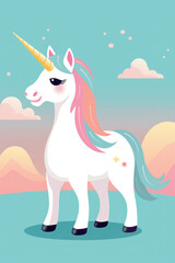 Wall Mural - Beautiful unicorn illustration (AI Generated) 