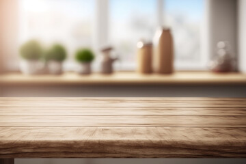 Wall Mural - Table top on defocused kitchen background