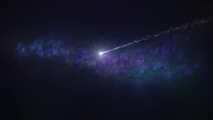 Wall Mural - falling meteor flying in the sky's 3d rendering meteor asteroid, global threat concept, sci fi, 2023