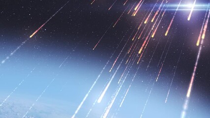 Wall Mural - fast blazing meteor shower burning in earth atmosphere burning meteors falling from space to earth i