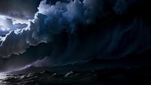 Massive Wave In The Ocean With Rain And Lightning
Cinematic View Of Epic Wave At Night, 3d Rendering, 2023
